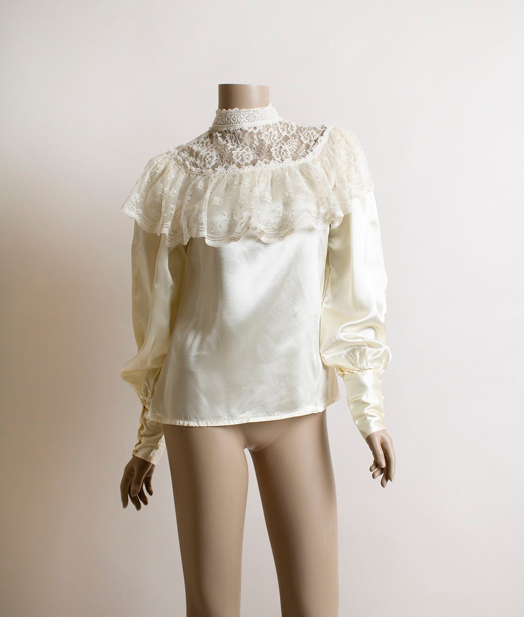 Vintage Gunne Sax Blouse - Ivory Jessica's Gunnies Lace Bib Yoke Long ...