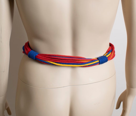 Vintage Red Yellow Blue Rope Belt - Funky Fun Pri… - image 3