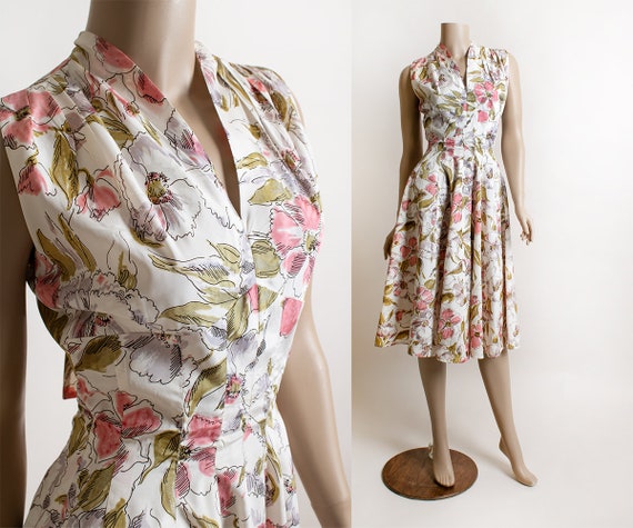 Vintage 1950s Floral Dress - Gigi Young Designs -… - image 1