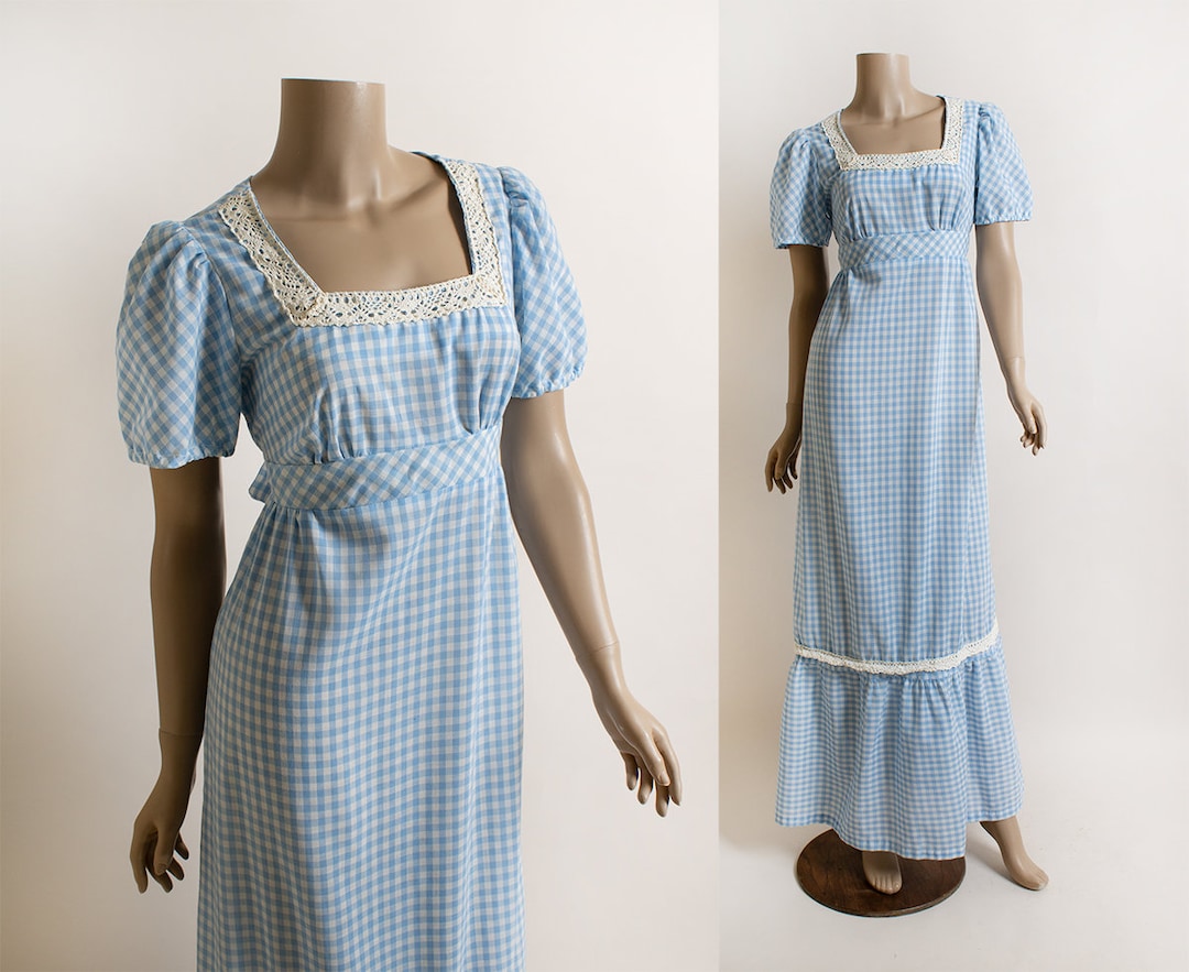 Adorable 70s Lemon Cotton Gingham Maxi Dress by Dandi Berkertex