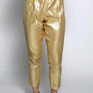 Vintage 1950s Gold Cigarette Pants Stretchy Metallic Golden - Etsy