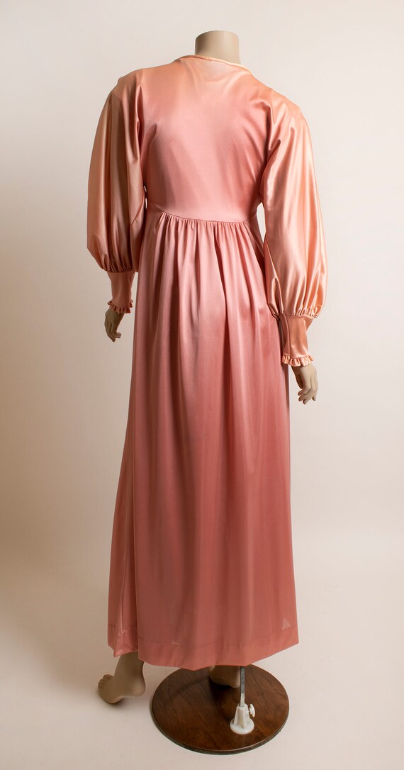 Vintage Peach Rose Peignoir Set - Maxi Duster Rob… - image 7