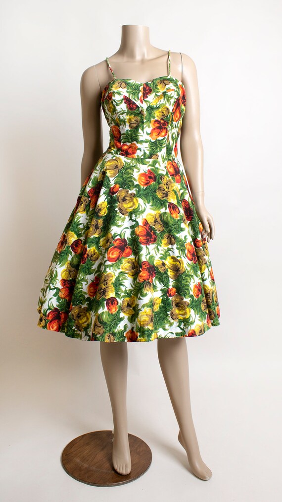 Vintage 1960s Floral Sundress - Lace-Up Back Cors… - image 2