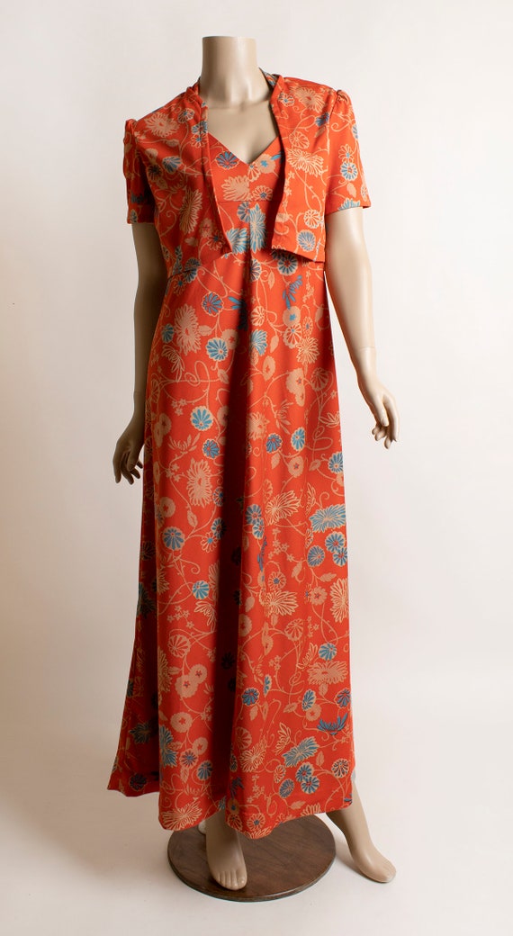 Vintage 1970s Floral Maxi Dress with Matching Cro… - image 6