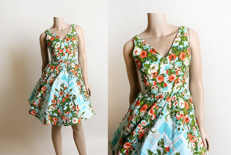 Vintage 1960s Dress Toni Todd Floral Rose Print Sundress | Etsy