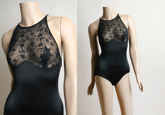 Vintage Lace Bodysuit Bob Mackie for Glydons Floral Sheer Bodice Low Open  Criss-cross Back Hollywood Small -  Canada