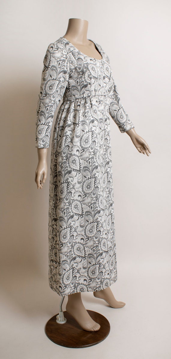 Vintage Paisley Print Maxi Dress - 1960s 70s styl… - image 2