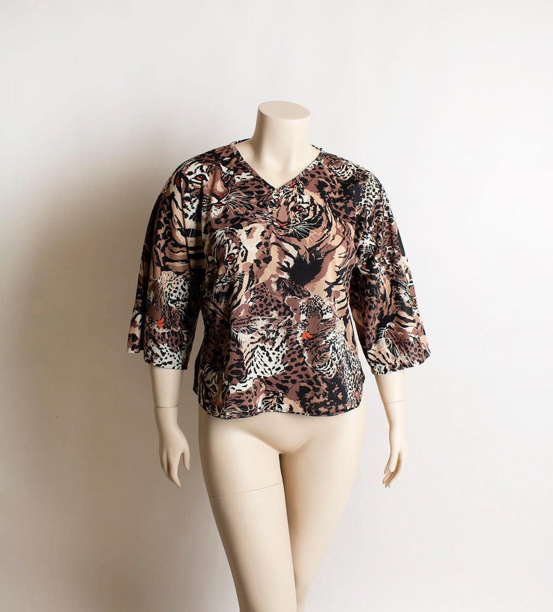 Vintage Tiger & Leopard Print Blouse Sheer Angel Wing Mid Etsy