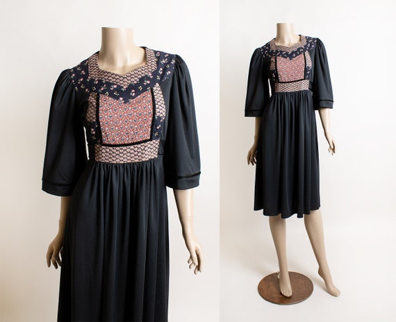 Vintage 1970s Young Edwardian Calico Dress - Prai… - image 1