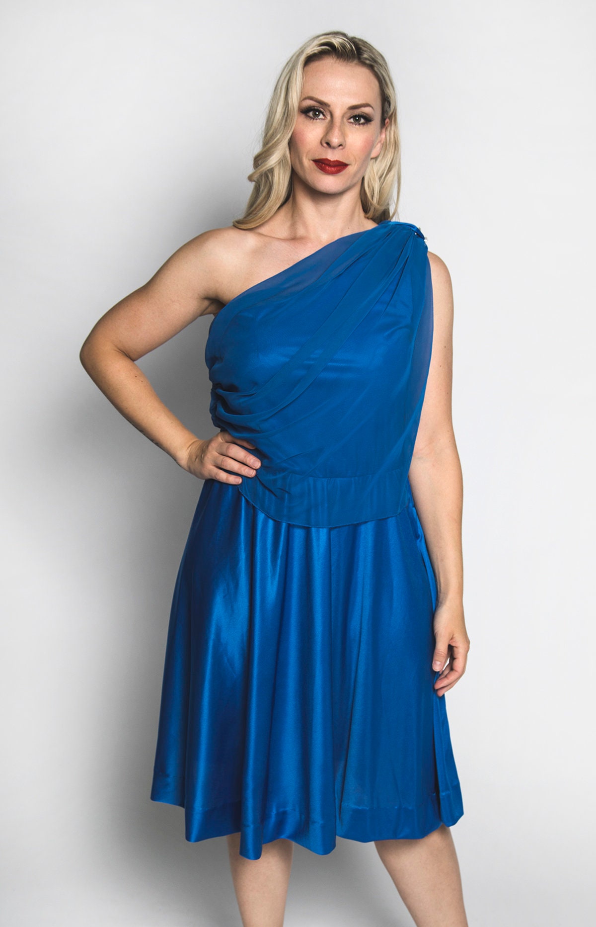one shoulder disco dress Allegra K Metallic Sleeveless One Shoulder Party Disco Holographic Dress, Gold / M