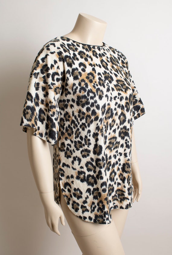 Vintage Lucie Ann Leopard Print Terry Cloth Top -… - image 5