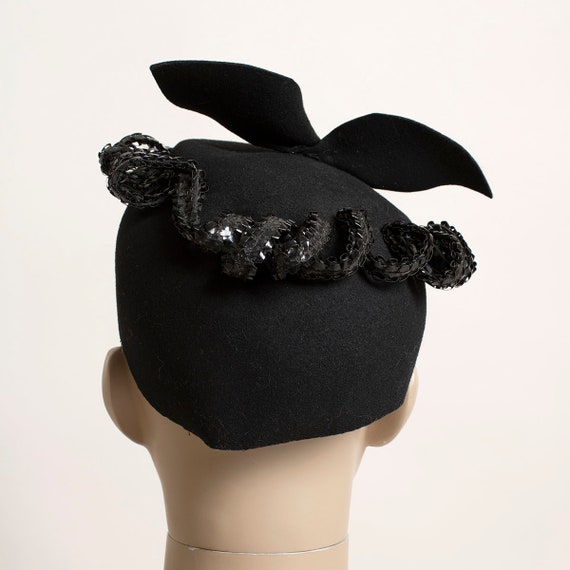 Vintage 1950s Hat - Swirled Twisted Trims Tilt To… - image 6