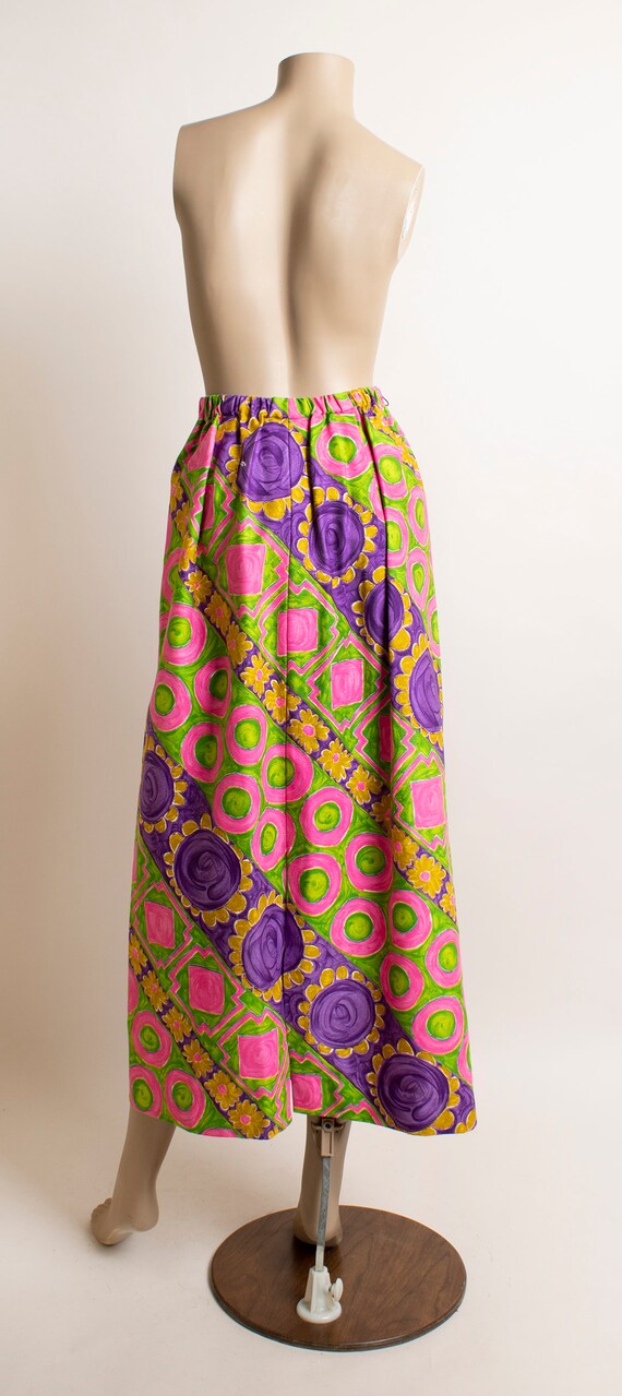 Vintage 1960s Neon Barkcloth Maxi Skirt - Geometr… - image 5