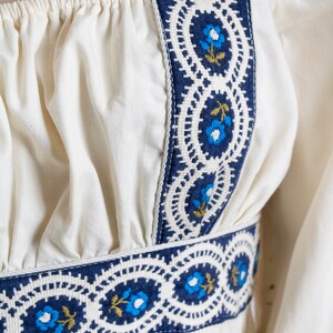 Vintage 1970s Gunne Sax Dress - White & Blue Trim Prairie Long Sleeve ...