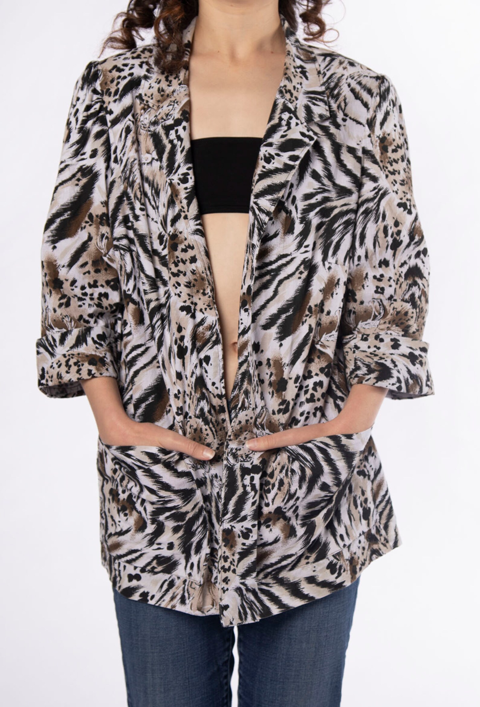 Cat-ear Tiger Boa Over-size Blouson main image 1