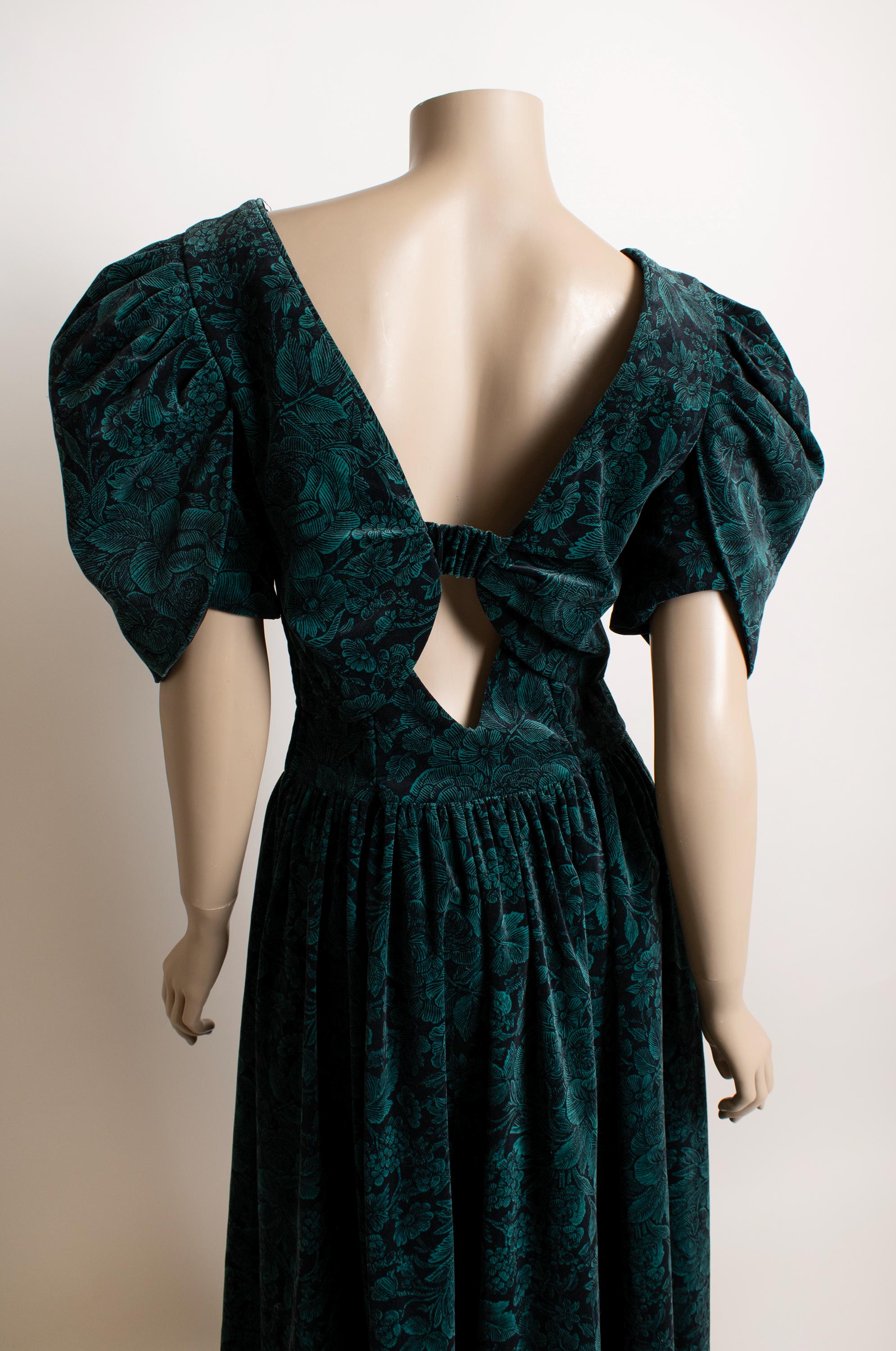 slim fit dress slacks 1980s Laura Ashley green dress with back bows main image 0