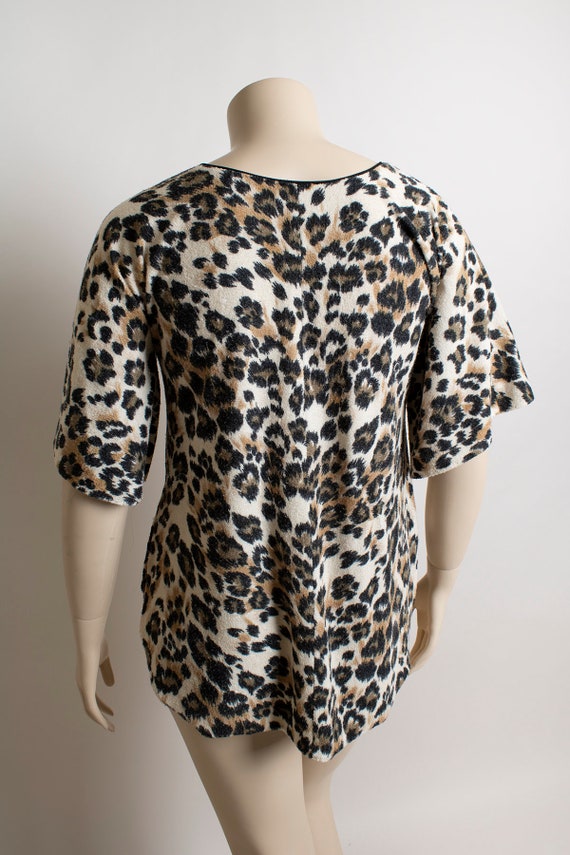 Vintage Lucie Ann Leopard Print Terry Cloth Top -… - image 4