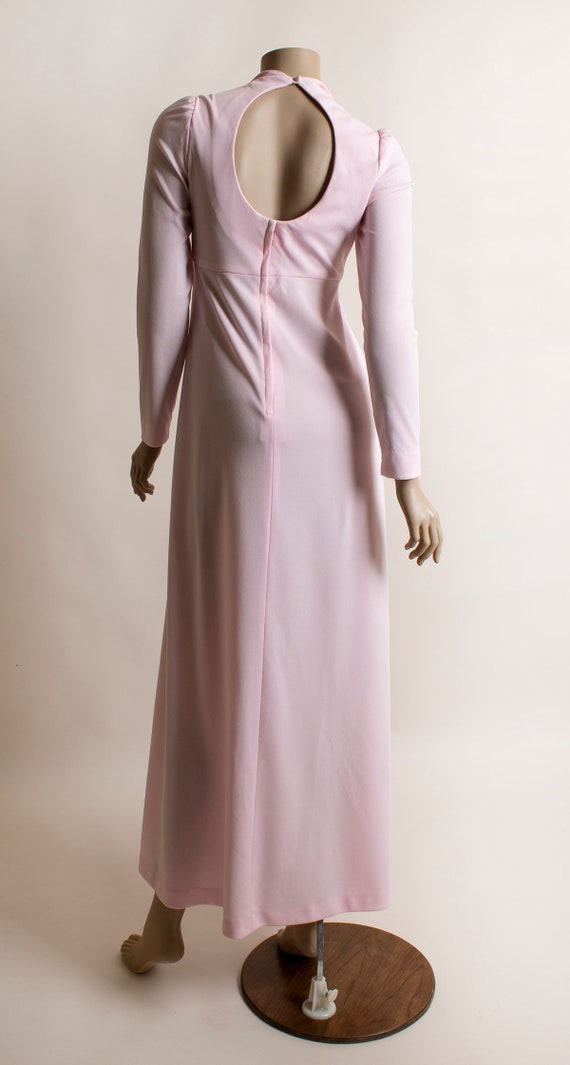 Vintage 1970s Pink Maxi Dress with Open Back - Fl… - image 9