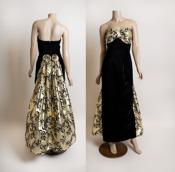 green emerald velvet dress Black & Gold Embroidered A-Line Gown – Liylah