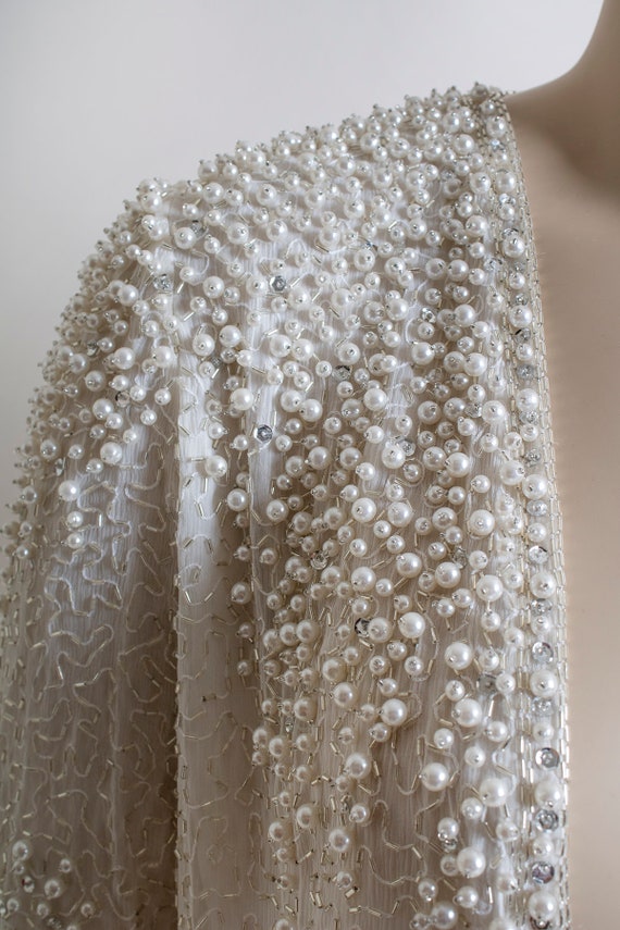 Vintage Pearl Beaded Silk Cardigan Top - Saks Fif… - image 7