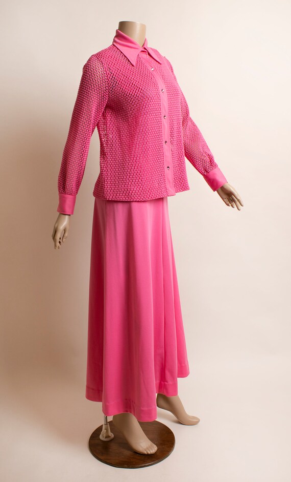 Vintage 1970s Barbie Pink Maxi Dress with Jacket … - image 5