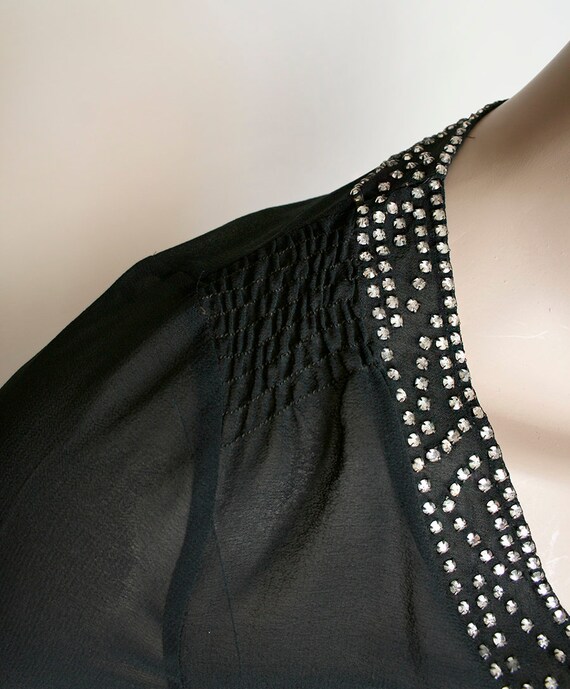 Vintage 1930s Dress - Sheer Black Rhinestone Old … - image 9