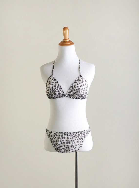 Vintage Leopard Print Bikini - String Bikini in Bl