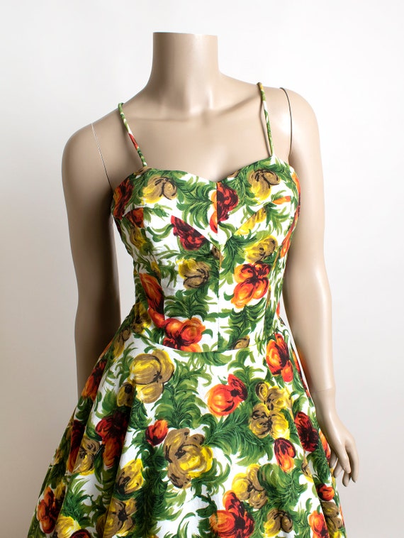 Vintage 1960s Floral Sundress - Lace-Up Back Cors… - image 8