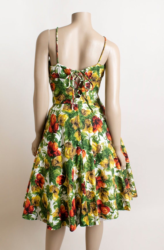 Vintage 1960s Floral Sundress - Lace-Up Back Cors… - image 5