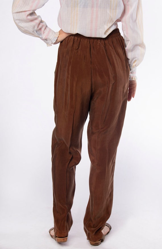 Vintage Caramel Brown Sleek Trousers - Rayon Like… - image 3