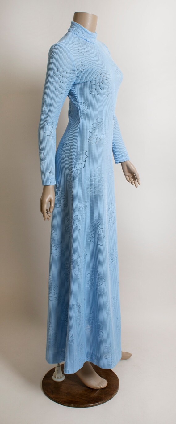 Vintage 1970s Maxi Dress - Light Powder Sky Blue … - image 3