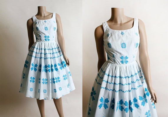 Vintage 1950s Dress - Candy Jones Butterfly Border