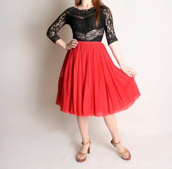 1950s red midi skirt discount