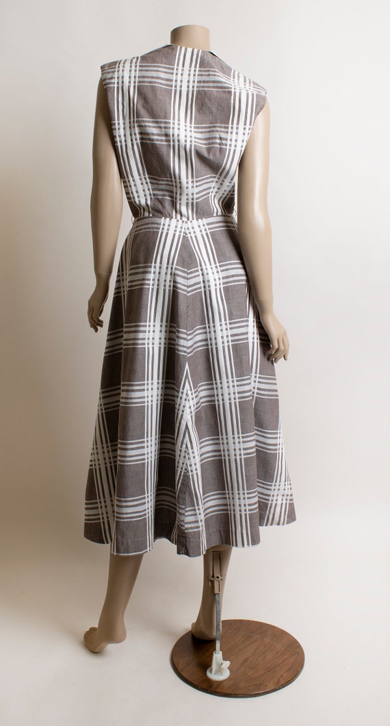 Vintage 1940s Dress - Light Brown Taupe & White P… - image 5