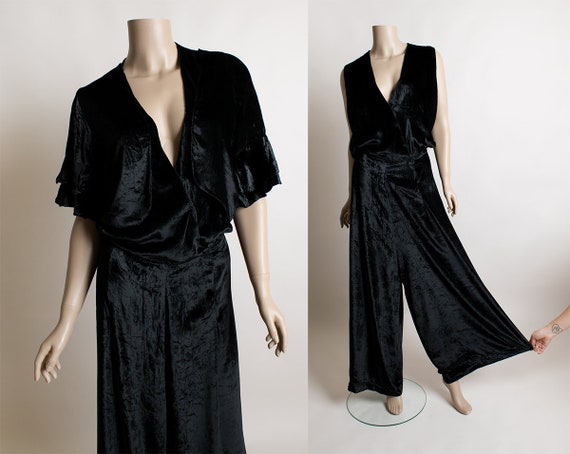 Vintage 1930s Silk Velvet Jumpsuit with Bolero Jac