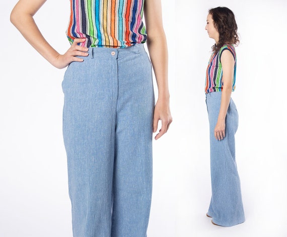 Vintage 1970s Pants - Wide Leg Flares - Light Past