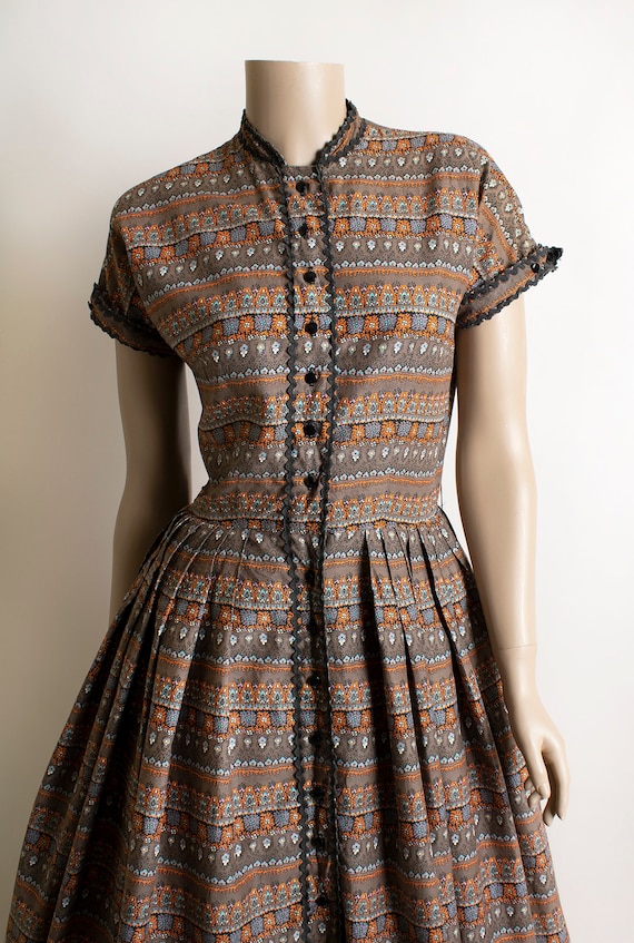 Vintage 1950s Dress - Kay Windsor Autumn Tone Ora… - image 7
