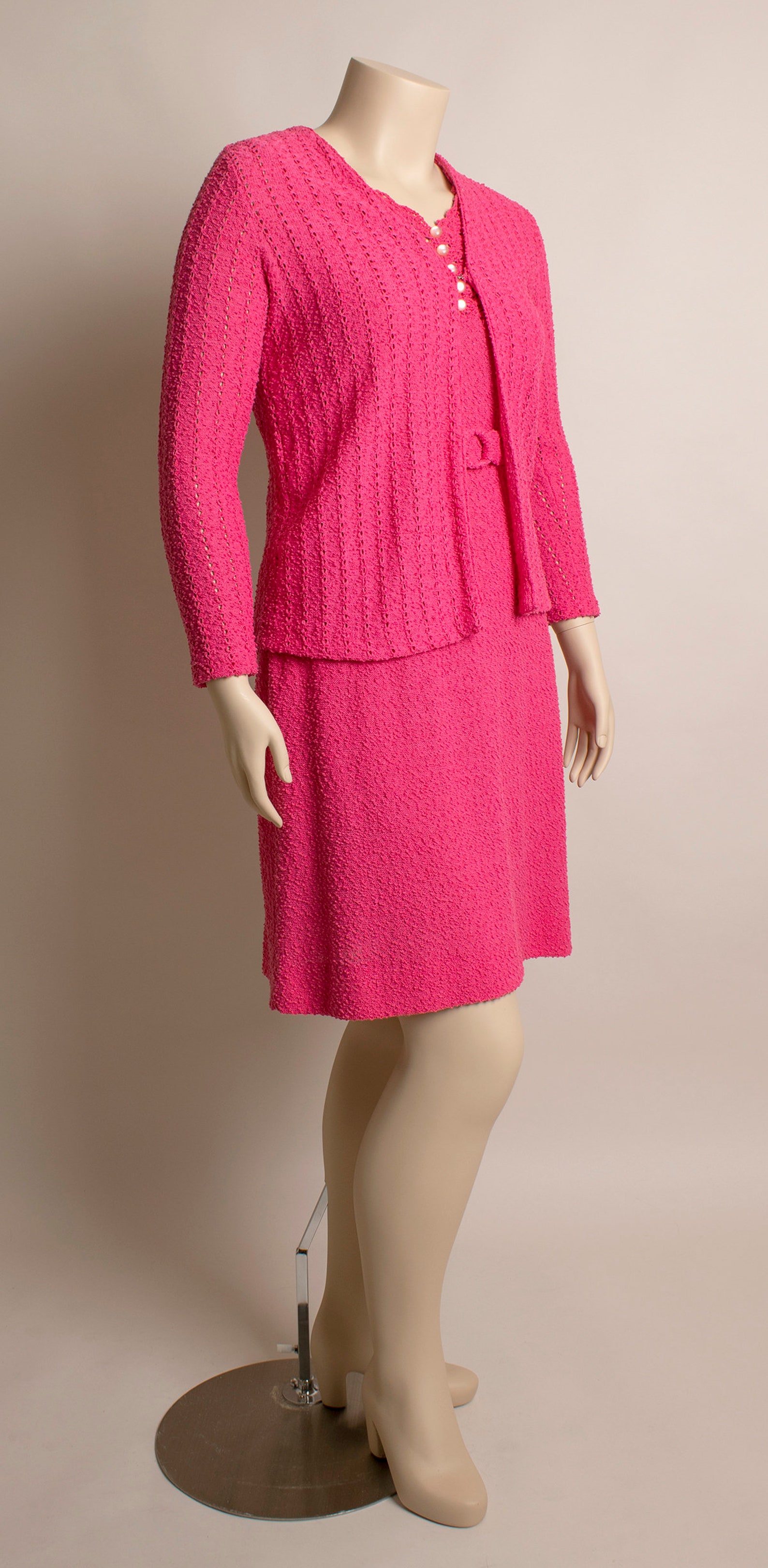 Vintage 1970s Pink Knit Dress & Coat Set Hot Pink Bubble Etsy