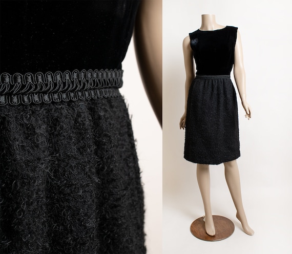 Vintage 1960s Black Velvet Cocktail Dress by Lanz… - image 1