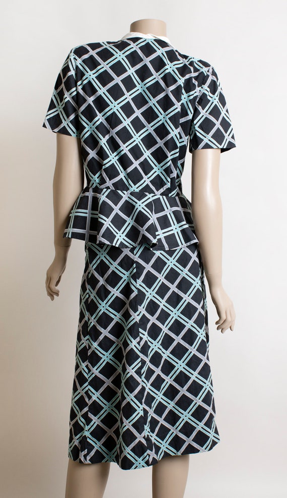 Vintage 1940s Blouse & Skirt Set - Black White Te… - image 4