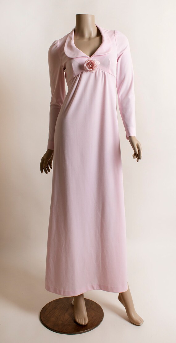 Vintage 1970s Pink Maxi Dress with Open Back - Fl… - image 3