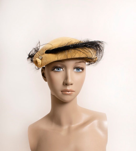 Vintage Mustard/Black Hat Circle OKLA Hat - Mustard/Black Rope Hat – Blue Seven main image 4