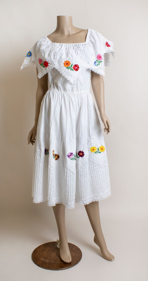 Vintage Off Shoulder Summer Mexican Dress - Color… - image 4