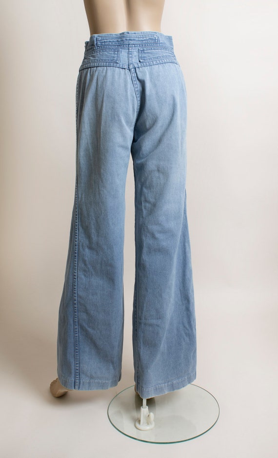 Vintage 1970s Flared Bell Bottom Denim Jeans - Li… - image 4