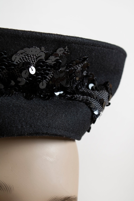 Vintage 1940s Black Sequin Tilt Hat - Berkshire W… - image 5