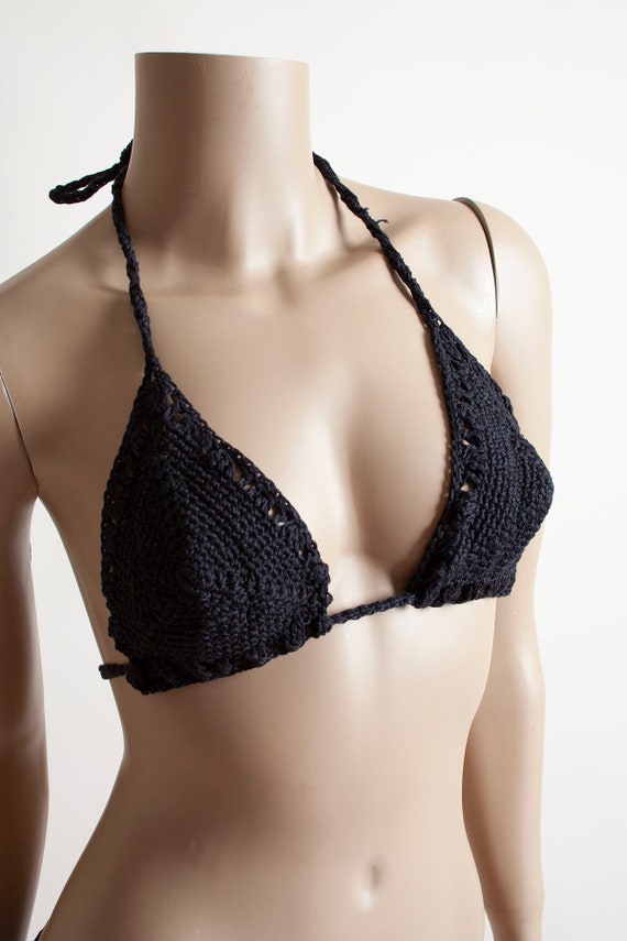 Vintage 1970s Knit Bikini - Itty Bitty Hand Knitt… - image 4