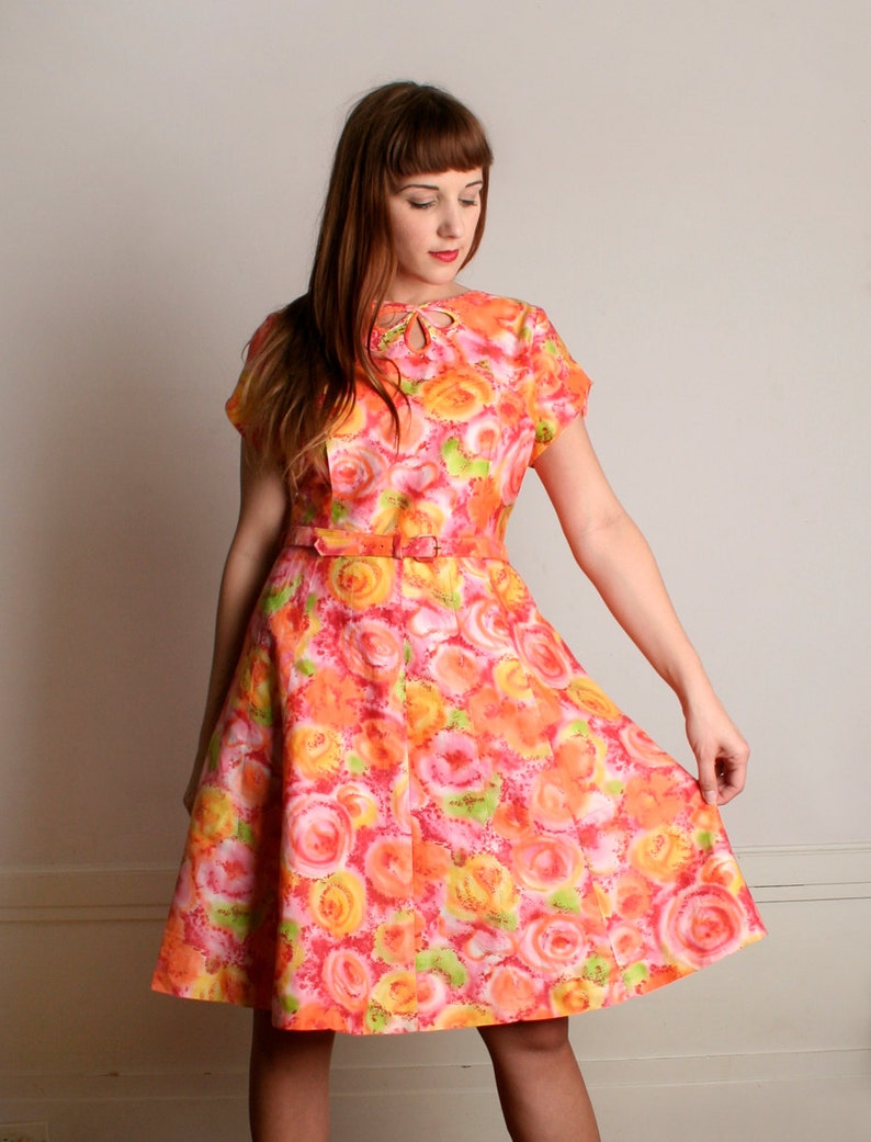 Vintage 1960s Mode O Day Dress Sherbert Floral Pastel Citrus | Etsy
