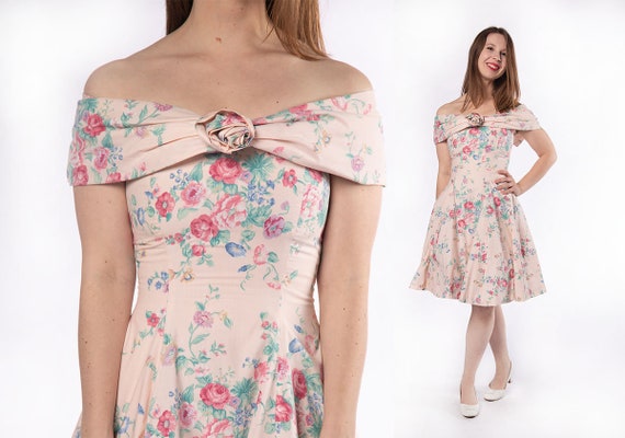 off shoulder pastel dress