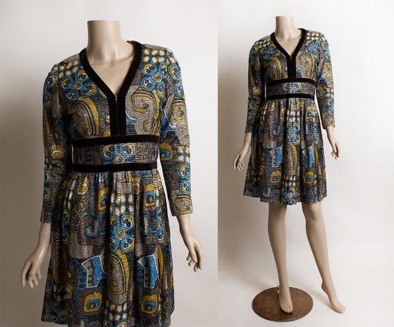 Vintage 1960s Sparkly Mini Dress - 1970s Metallic… - image 1