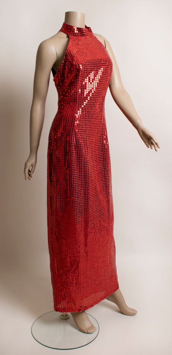 Vintage 1980s Fully Sequined Maxi Gown - Cherry R… - image 4